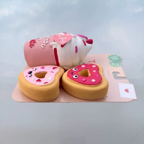Valentine's Day "Love You A Latte" 3-Piece Dog Squeaky Toy Set - Picture 5 of 6